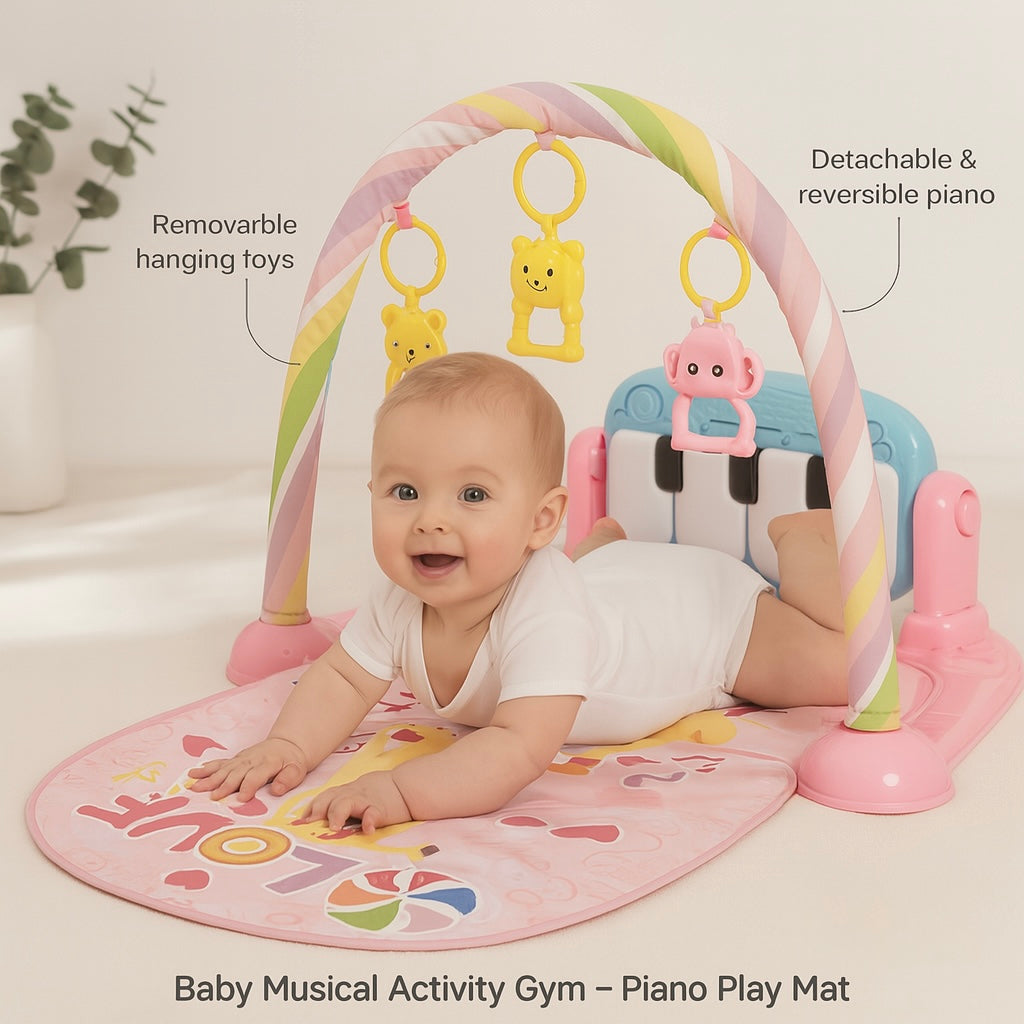 Baby Musical Activity Gym – Piano Play Mat with Lights for Newborn Development