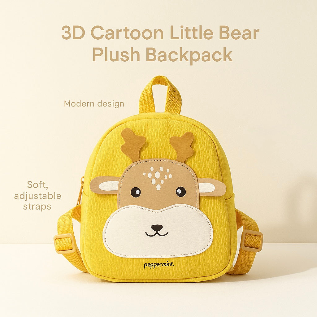 3D Cartoon Little Bear Plush Kids Backpack – Cute Mini School Bag for Toddlers