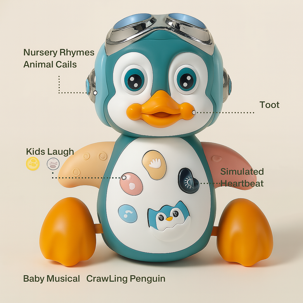 Baby Musical Crawling Penguin – Interactive Light-Up Toy for Tummy Time and Learning