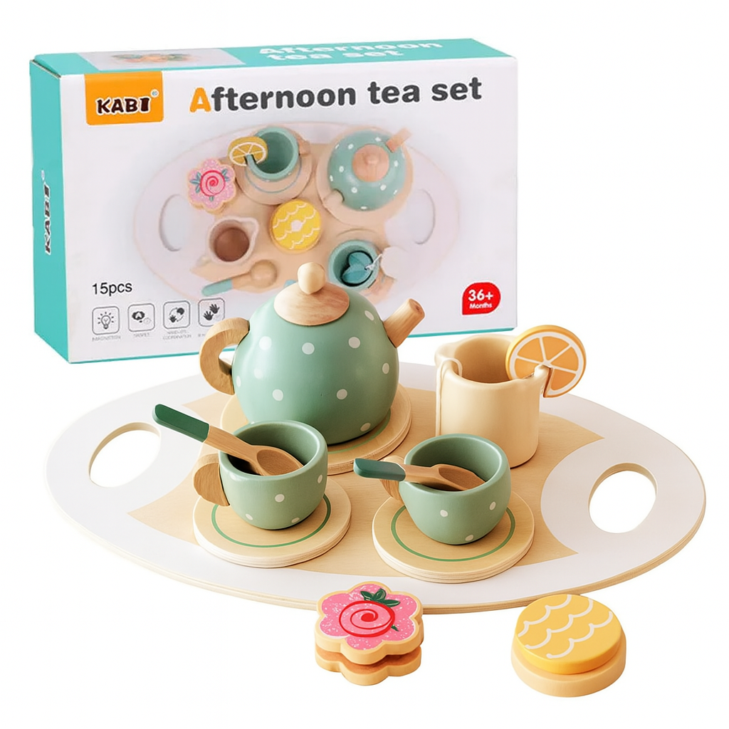 Wooden Afternoon Tea Play Set – Pretend Kitchen Toy for Toddlers & Kids