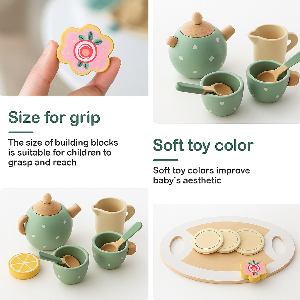 Wooden Afternoon Tea Play Set – Pretend Kitchen Toy for Toddlers & Kids