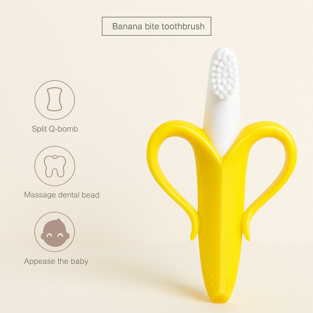 Banana Shape Silicone Baby Teether Toothbrush – BPA Free Dental Care for Infants and Toddlers