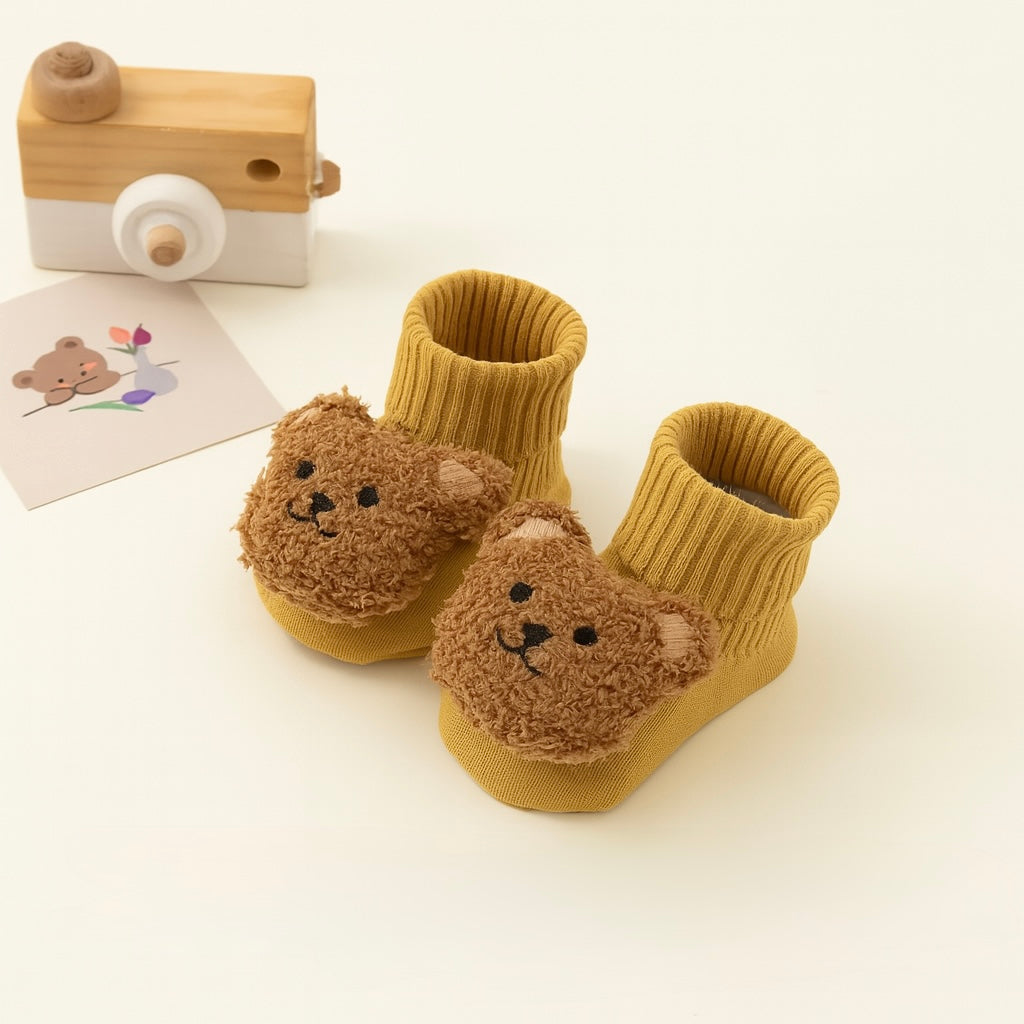 Cartoon Bear Baby Floor Socks – Soft Anti-Slip Winter Shoes for Toddlers 0–3Y