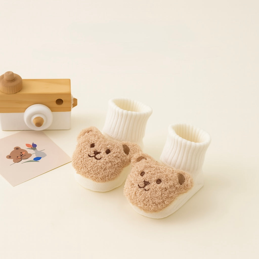 Cartoon Bear Baby Floor Socks – Soft Anti-Slip Winter Shoes for Toddlers 0–3Y