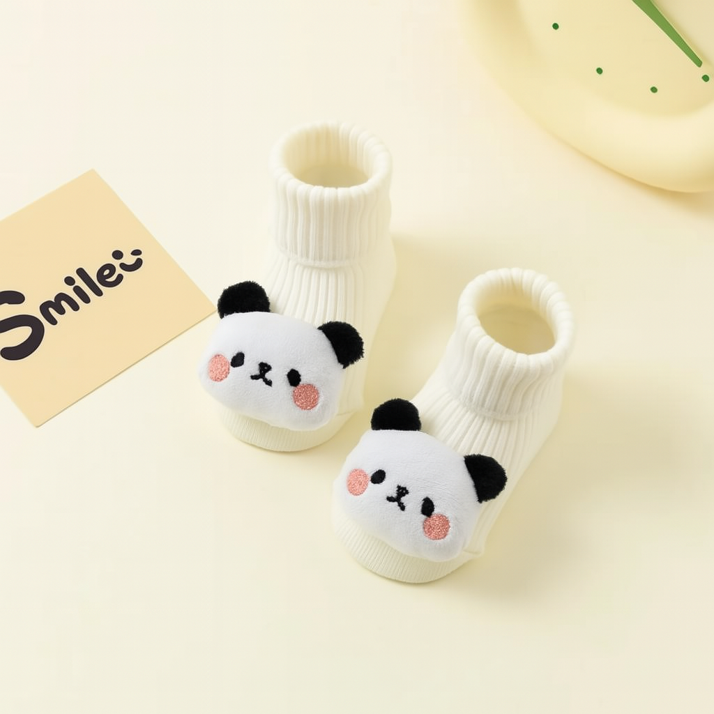 Cartoon Bear Baby Floor Socks – Soft Anti-Slip Winter Shoes for Toddlers 0–3Y