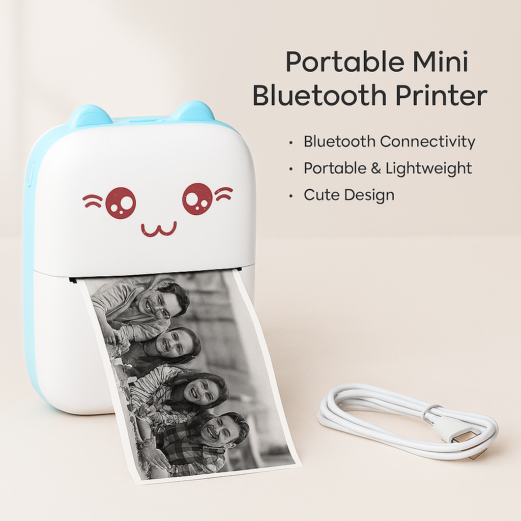 Portable Mini Bluetooth Printer – Thermal Pocket Printer for Photos, Notes & Labels