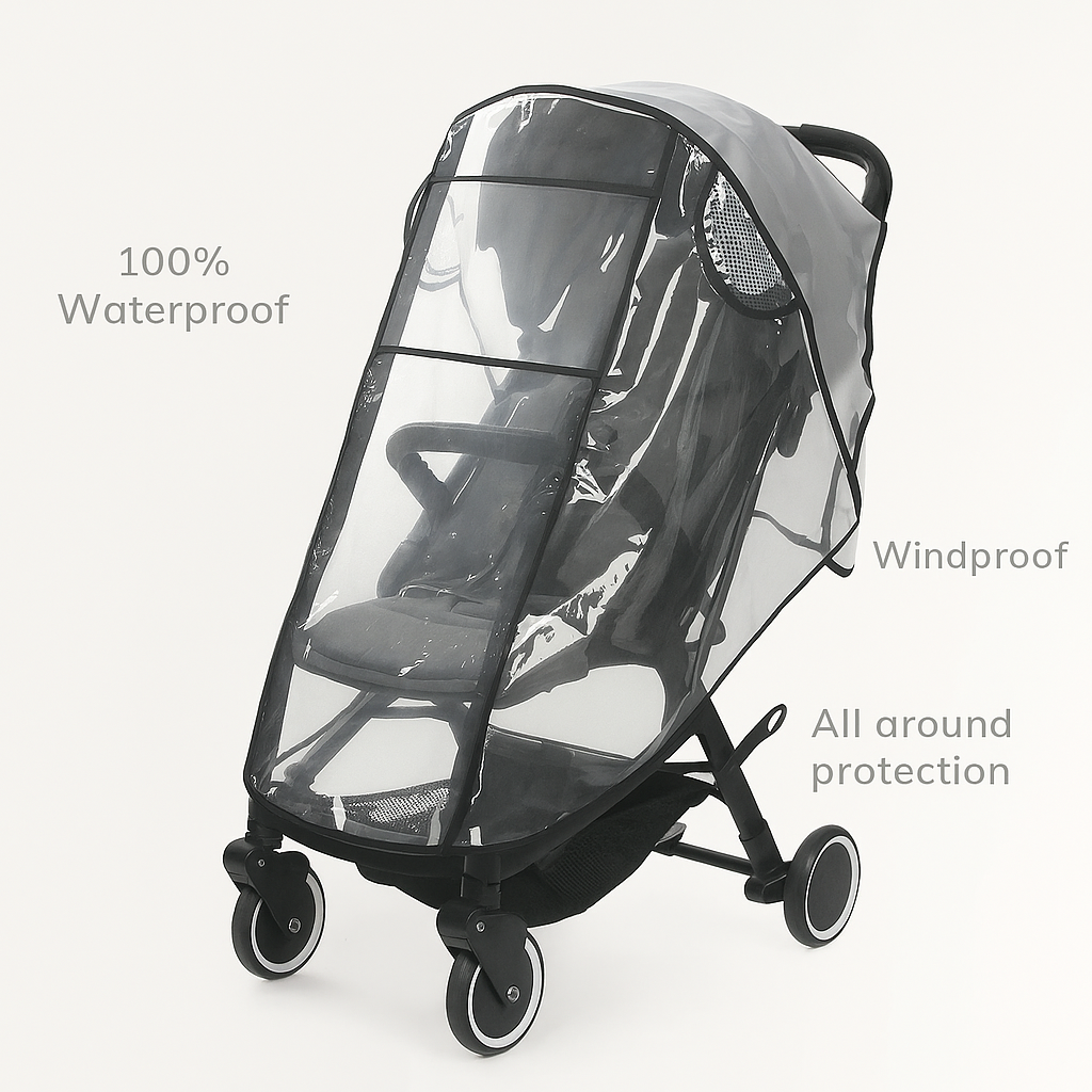 Waterproof Baby Stroller Rain Cover – Transparent Windproof EVA Shield for All Seasons