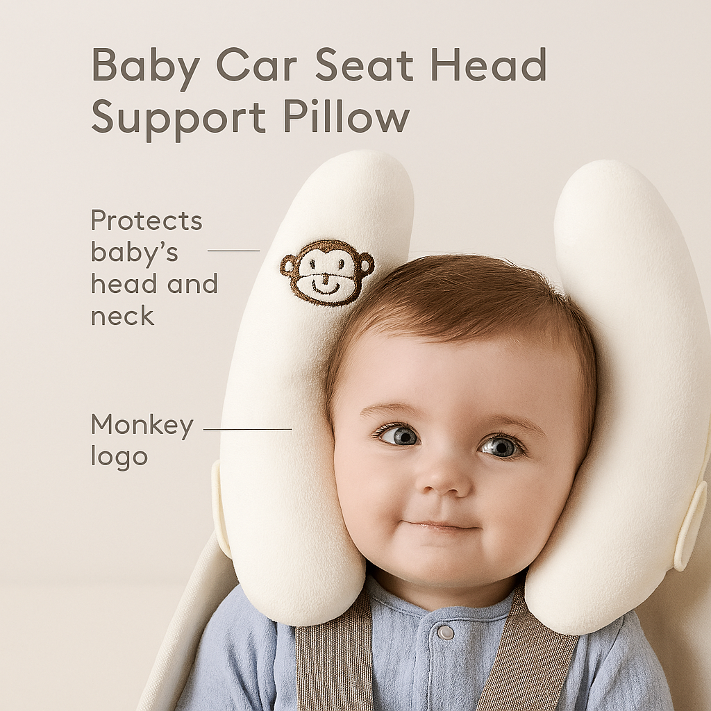 Butterfly Shaped Baby Car Seat Head Support Pillow – Soft Neck Cushion for Infants & Toddlers