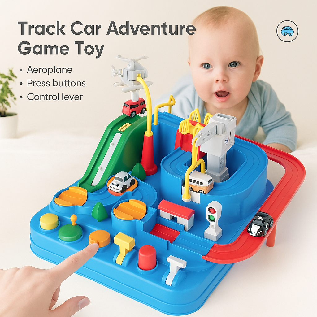 Track Car Adventure Game Toy – Interactive Rail Racing Educational Set for Kids 2–12Y