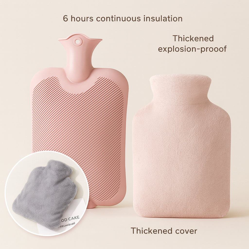 1L/2L Plush Hot Water Bottle with Foot and Belly Warmer Cover – Winter Heating Bag