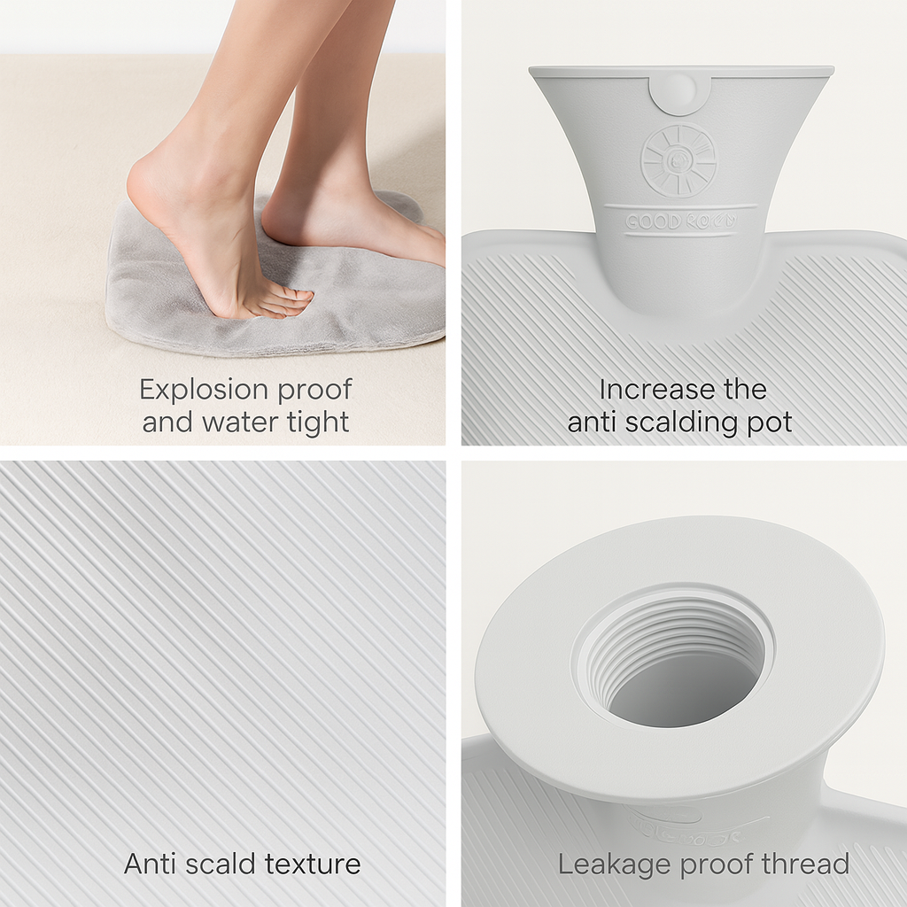 1L/2L Plush Hot Water Bottle with Foot and Belly Warmer Cover – Winter Heating Bag