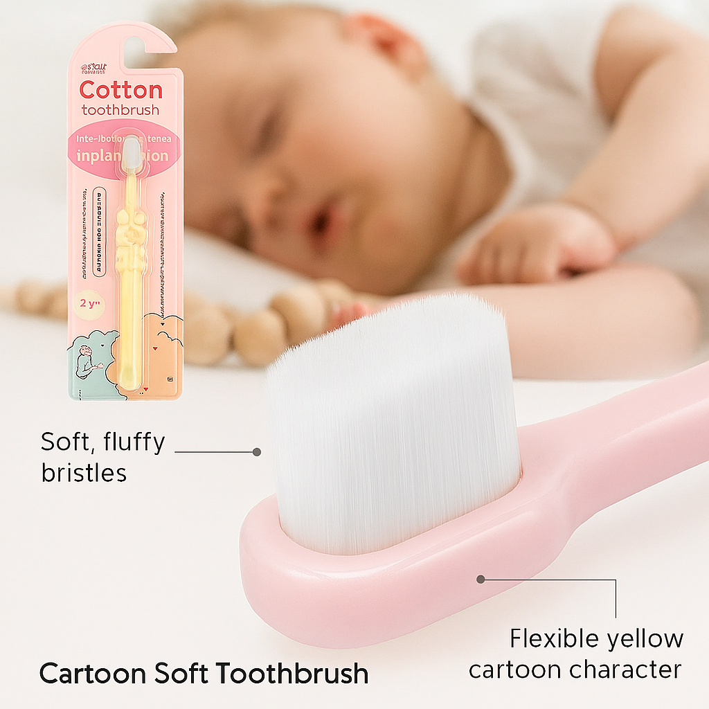 0–3 Years Cartoon Soft Toothbrush for Children – Gentle Oral Care with Cute Animal Handle