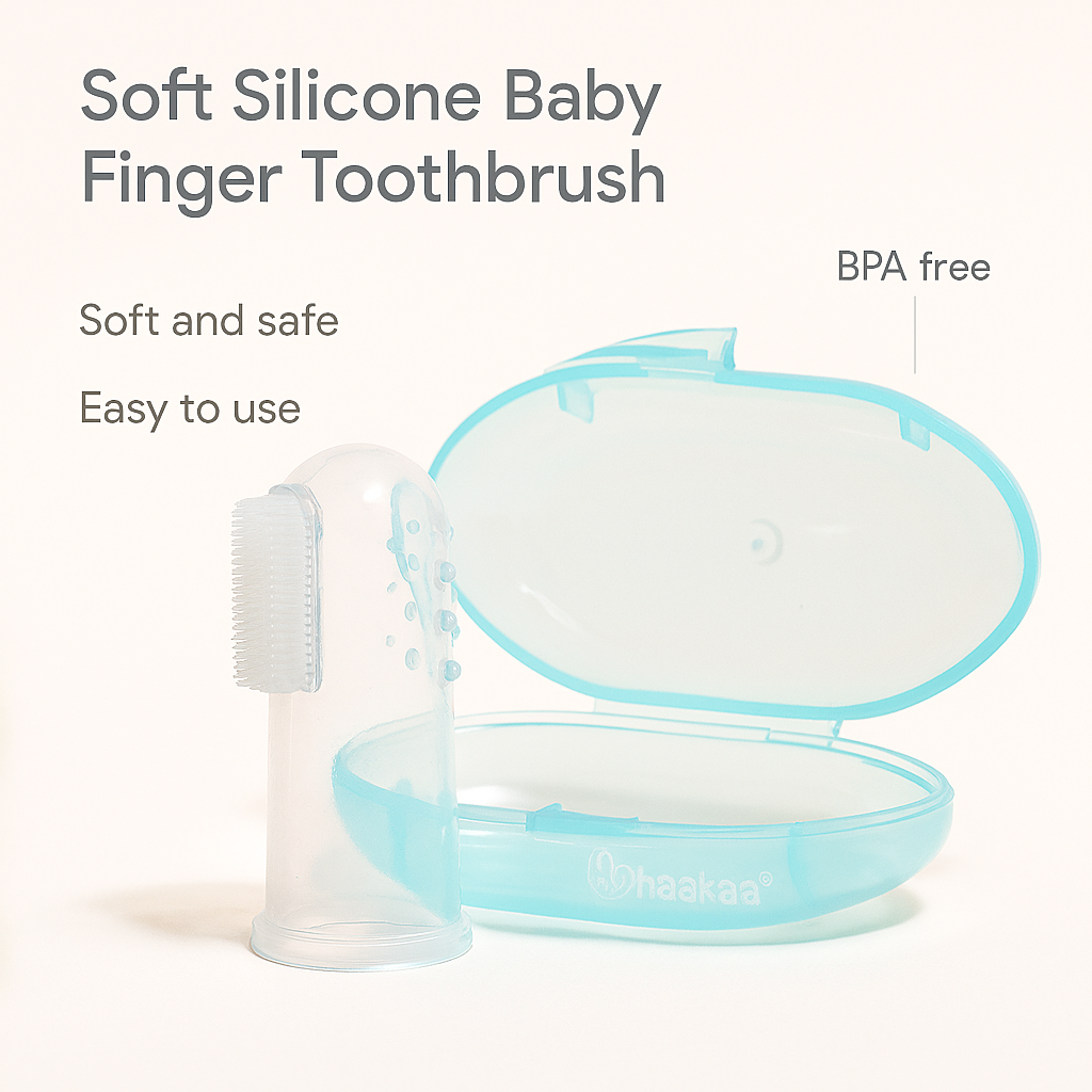 Soft Silicone Baby Finger Toothbrush with Case – Infant Gum Massager & Early Oral Care Tool