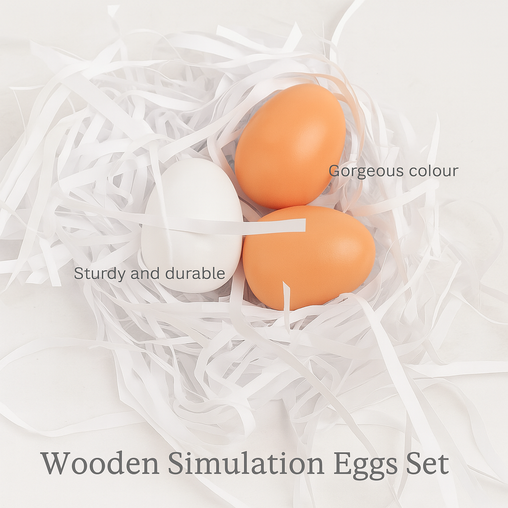 6pcs Wooden Simulation Eggs Set – Montessori Pretend Play Kitchen Toys for Kids