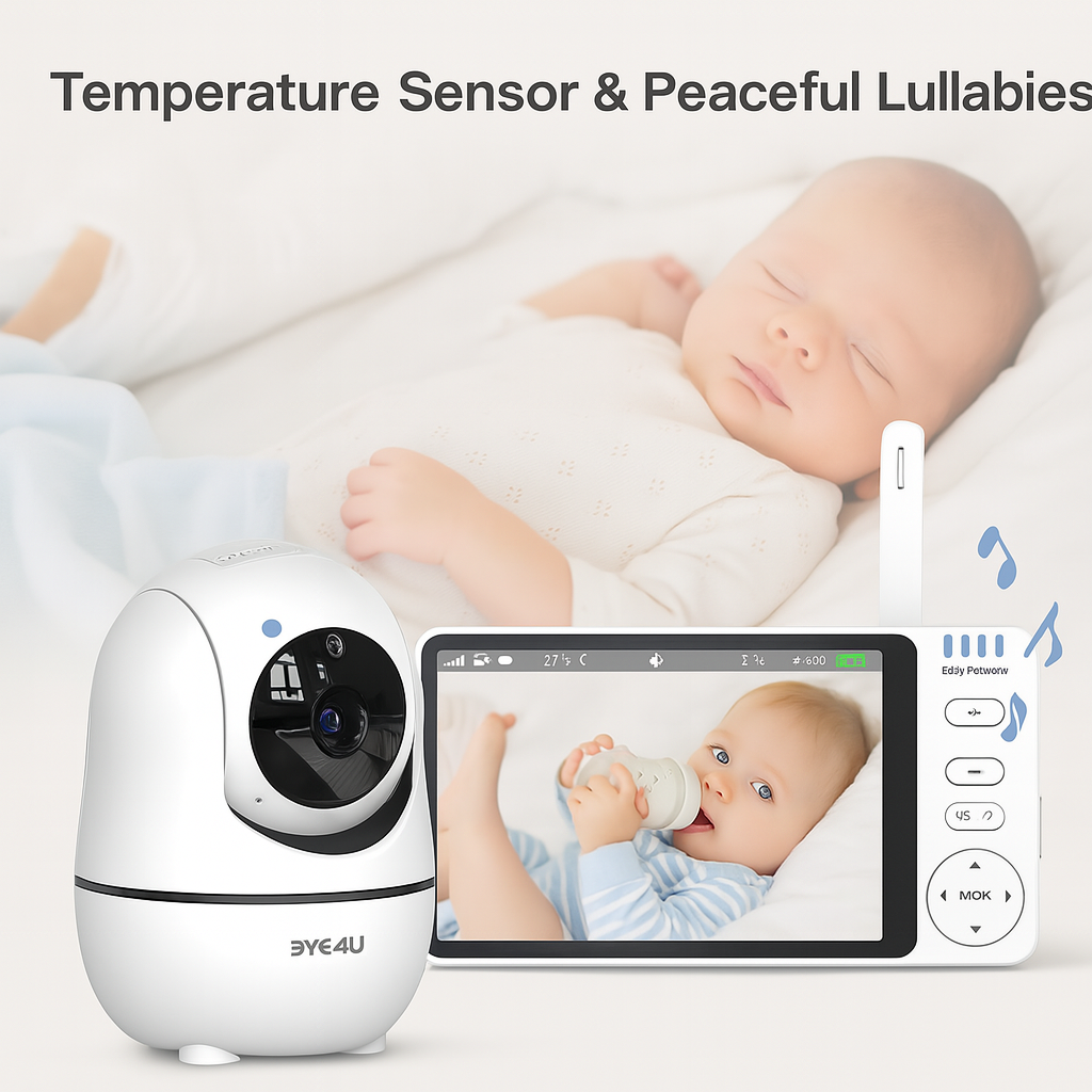 5-Inch Video Baby Monitor – HD PTZ Camera with Zoom, Night Vision & Temperature Sensor