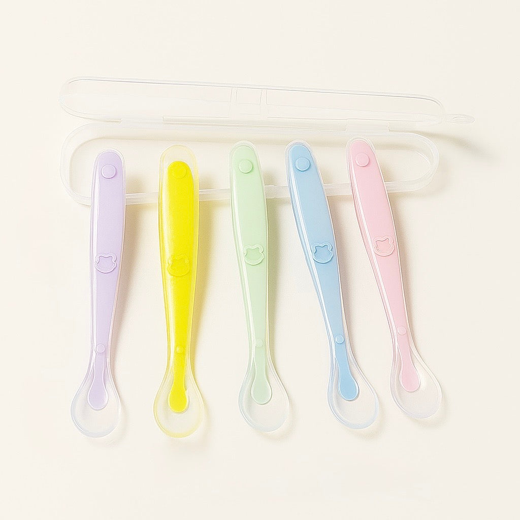 Baby Silicone Feeding Spoon – Soft Training Tableware with Storage Box
