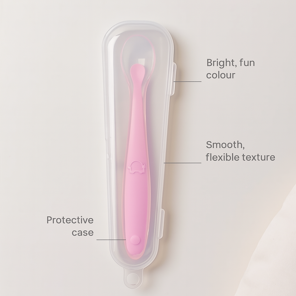 Baby Silicone Feeding Spoon – Soft Training Tableware with Storage Box