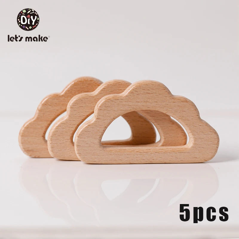 Model PMZ0044 – 5PCS Wooden Baby Teether Set | Beech Rodent & Animal Pendants for DIY Gifts