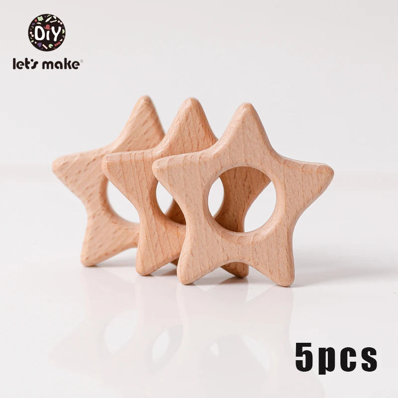 Model PMZ0044 – 5PCS Wooden Baby Teether Set | Beech Rodent & Animal Pendants for DIY Gifts