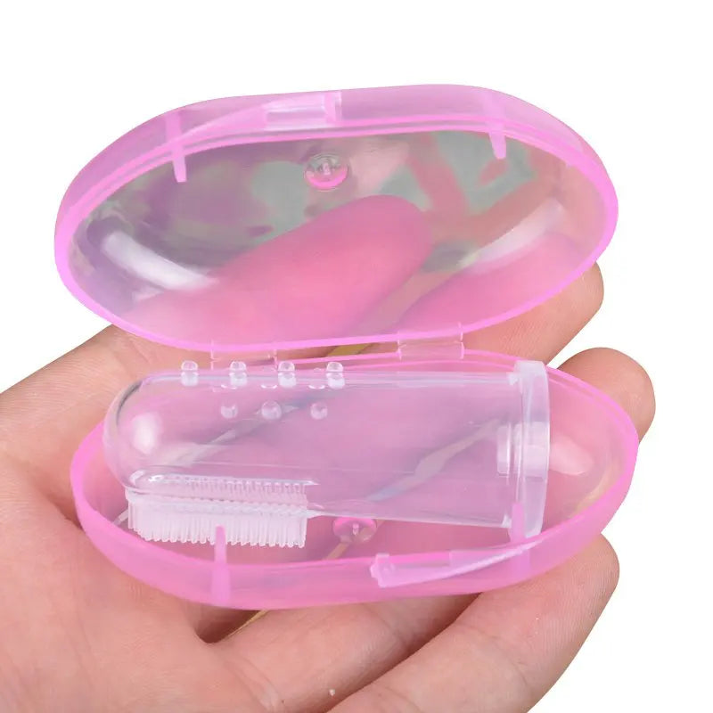 Soft Silicone Baby Finger Toothbrush with Case – Infant Gum Massager & Early Oral Care Tool