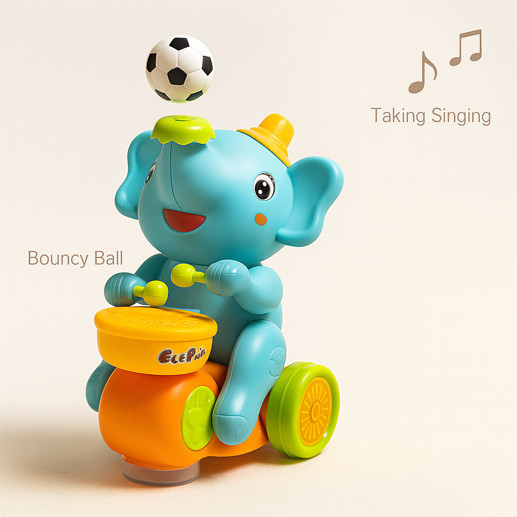 Musical Walking Elephant Toy – Drumming LED Sensory Toy for Learning & Play