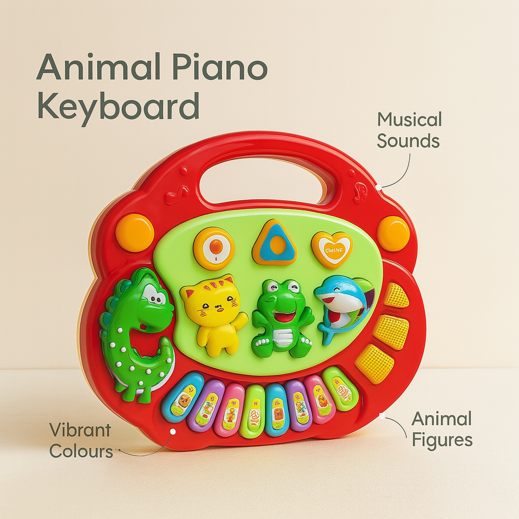 Cartoon Animal Piano Keyboard – Interactive Music Toy with Lights and Sounds