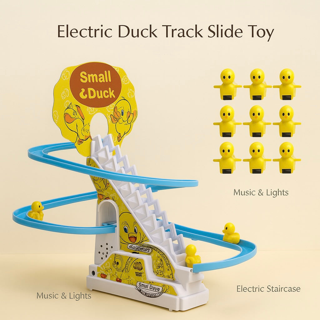 Electric Duck Track Slide Toy – LED Lights & Musical Climbing Stairs for Kids