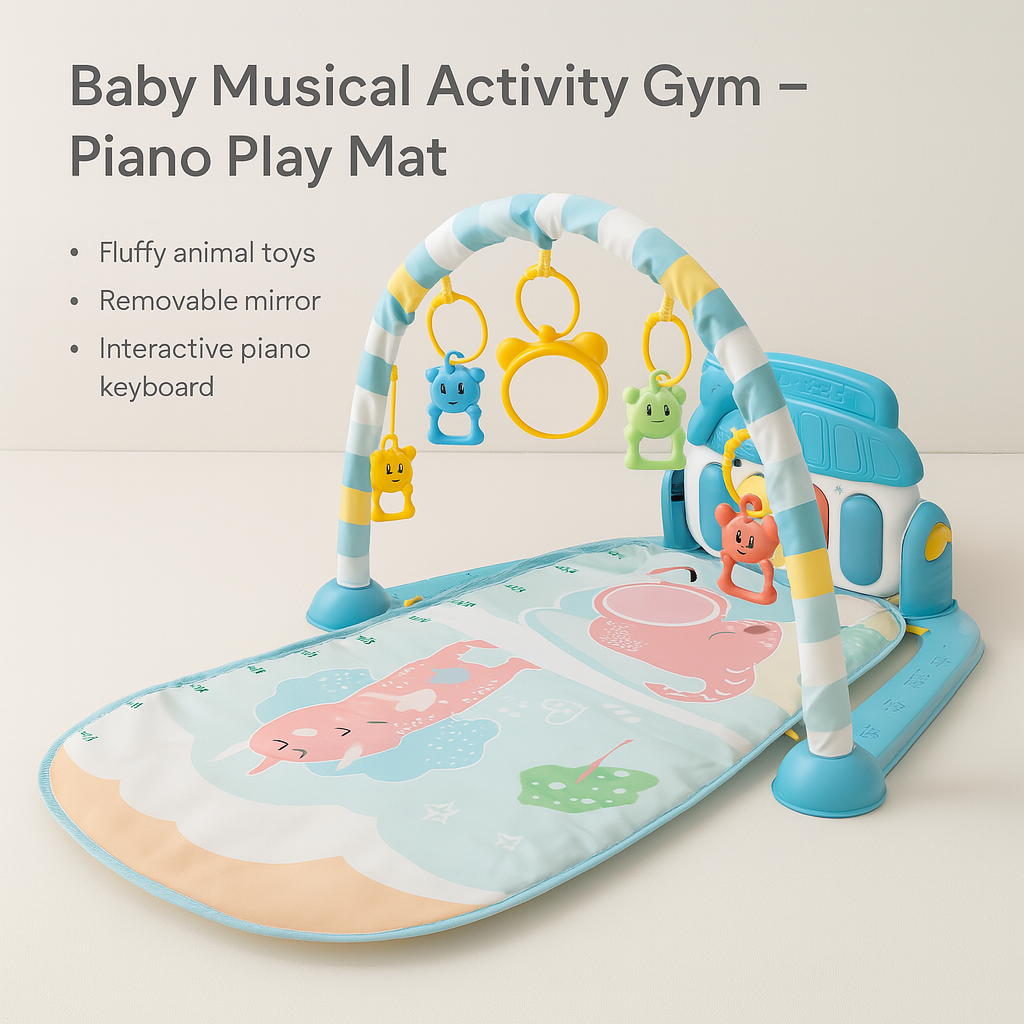 Baby Musical Activity Gym – Piano Play Mat with Lights for Newborn Development