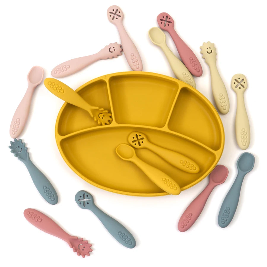 3PCS Silicone Baby Feeding Spoons – Toddler Weaning Utensils Set for Self-Feeding