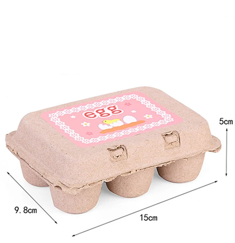 6pcs Wooden Simulation Eggs Set – Montessori Pretend Play Kitchen Toys for Kids