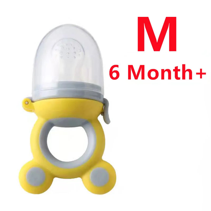 Silicone Baby Teether & Fruit Food Feeder – BPA Free Nibbler Pacifier with Handle Clip