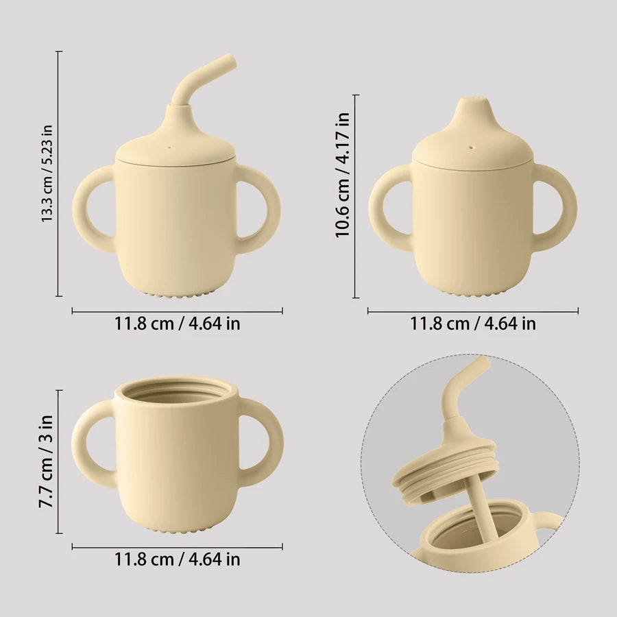 2-in-1 Silicone Baby Cup – Straw & Snack Cup with Handles for Easy Feeding