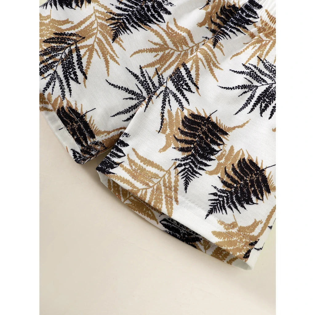 2PCS Toddler Boy Summer Outfit – Short Sleeve Top and Shorts Set for 1–3 Years