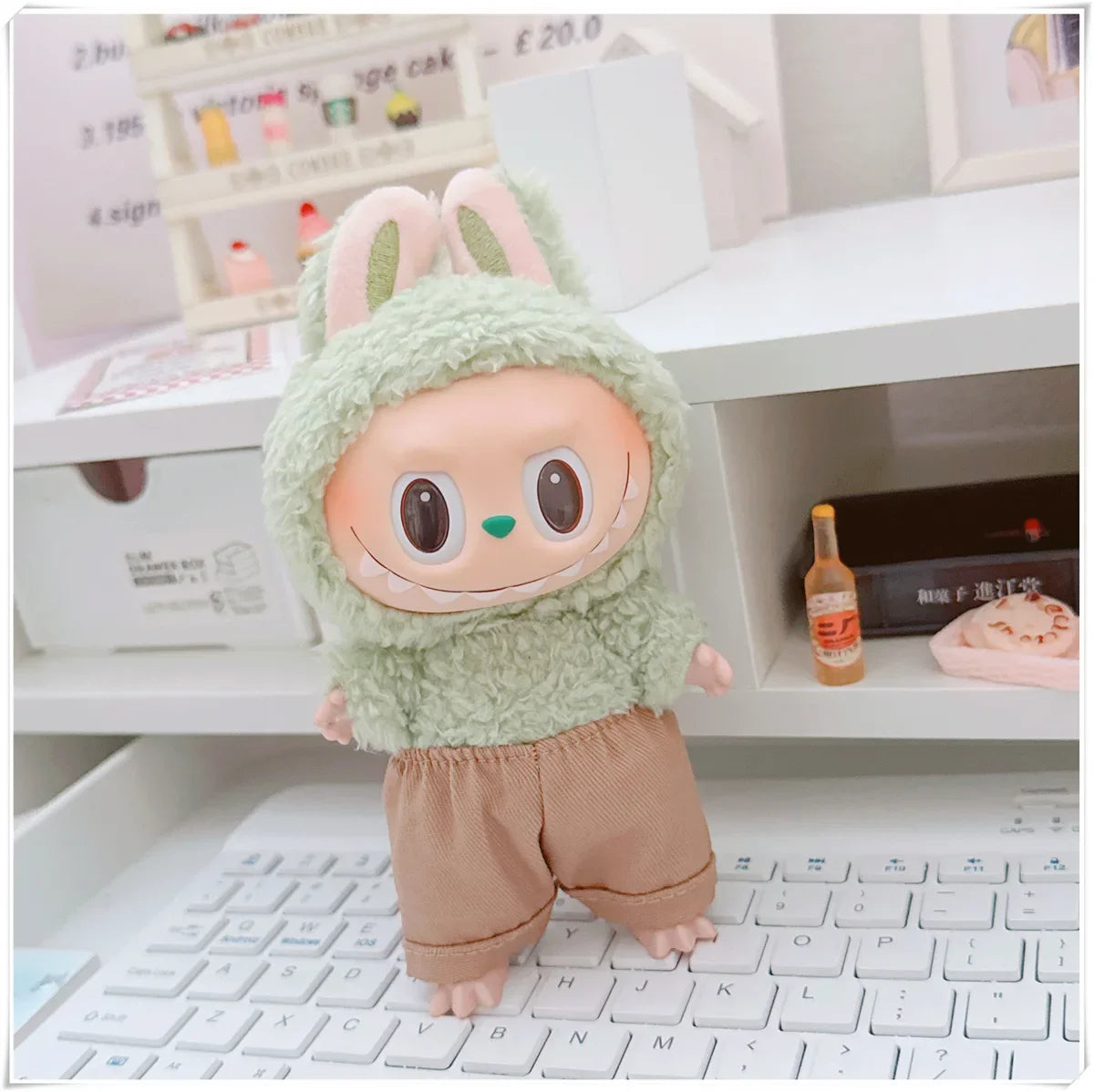 Labubu V1/V2/V3 Doll Clothing Set – Trendy Korean Hoodie & Pants Outfit 15–17cm Dolls