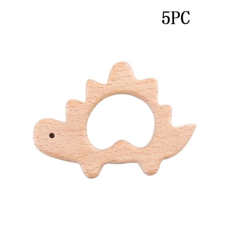 Model PMZ0044 – 5PCS Wooden Baby Teether Set | Beech Rodent & Animal Pendants for DIY Gifts