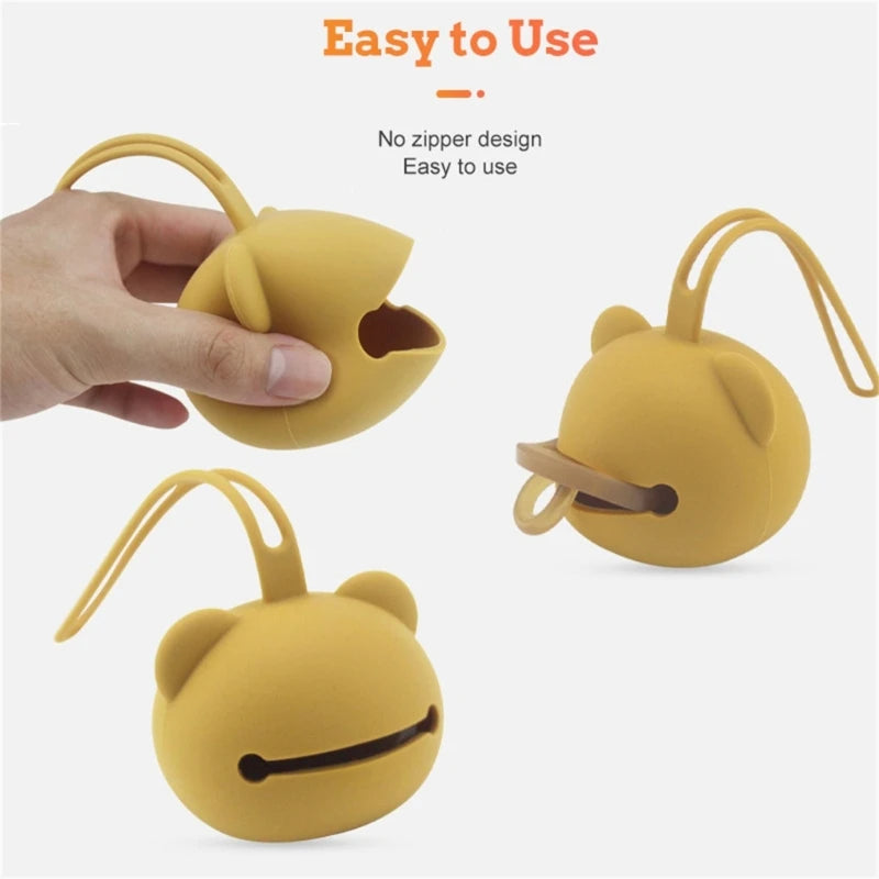 Bear Shaped Silicone Pacifier Case – Dustproof Soother Storage Bag for Babies and Toddlers