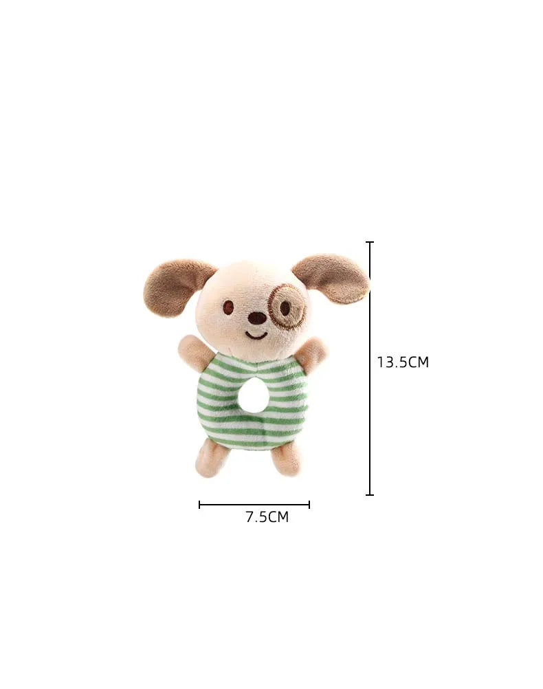 Newborn Plush Animal Rattle – Soft Cartoon Hand Ring Toy