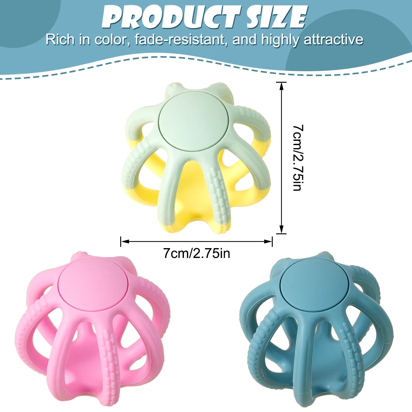 Baby Silicone Press Toy – Colourful Sensory Teether & Fidget Toy for Infants and Toddlers