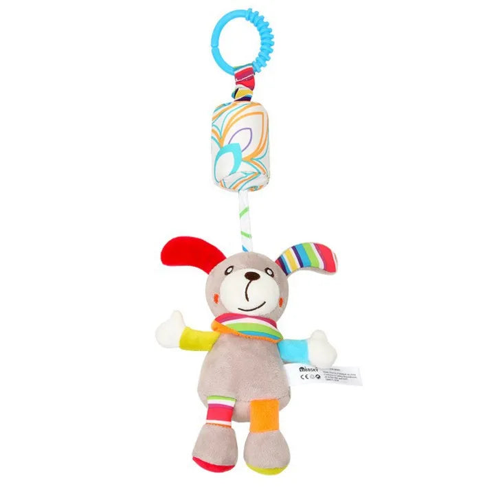 Hanging Sensory Rattle Toy – Plush Animal Teether for Cribs, Strollers & Car Seats