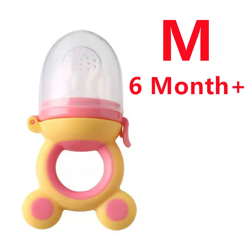 Silicone Baby Teether & Fruit Food Feeder – BPA Free Nibbler Pacifier with Handle Clip