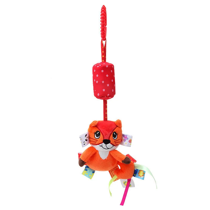Hanging Sensory Rattle Toy – Plush Animal Teether for Cribs, Strollers & Car Seats