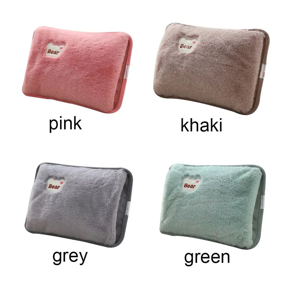 Rechargeable Electric Hot Water Bottle with Rabbit Fur Cover – Safe Reusable Hand Warmer 500W