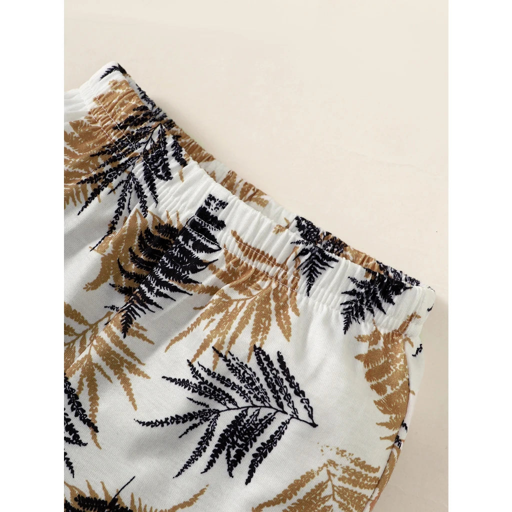 2PCS Toddler Boy Summer Outfit – Short Sleeve Top and Shorts Set for 1–3 Years