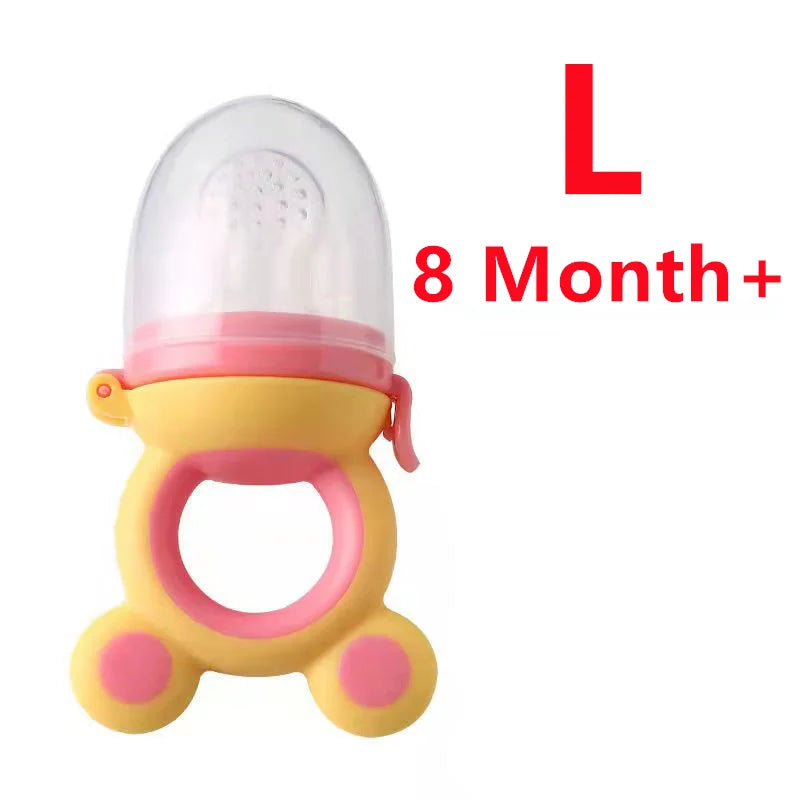 Silicone Baby Teether & Fruit Food Feeder – BPA Free Nibbler Pacifier with Handle Clip