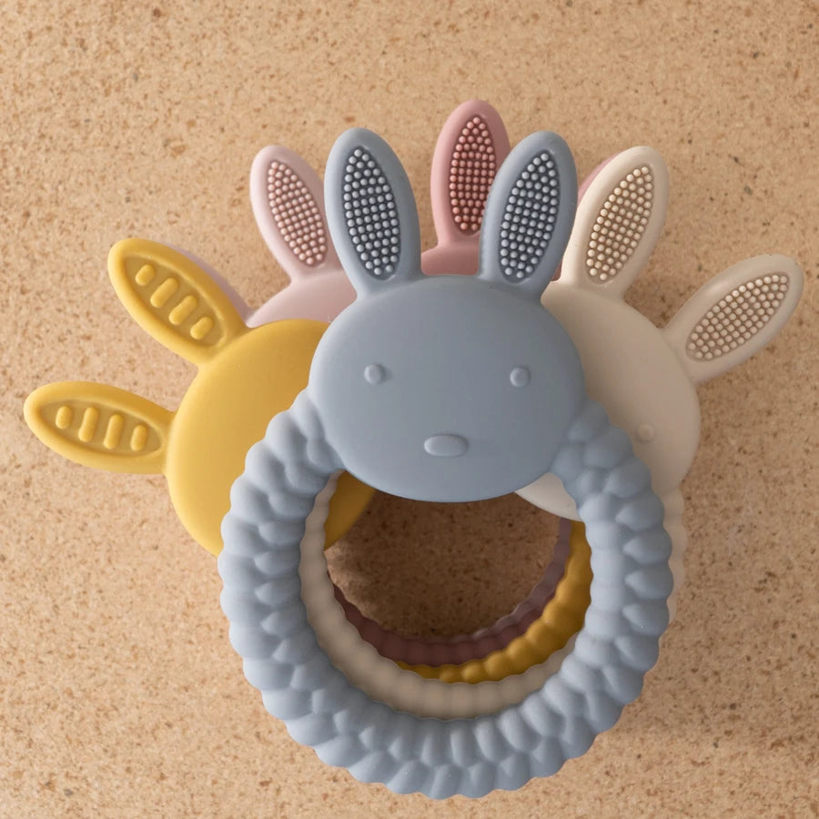 Silicone Rabbit Baby Teether – BPA-Free Cartoon Teething Toy for Infants