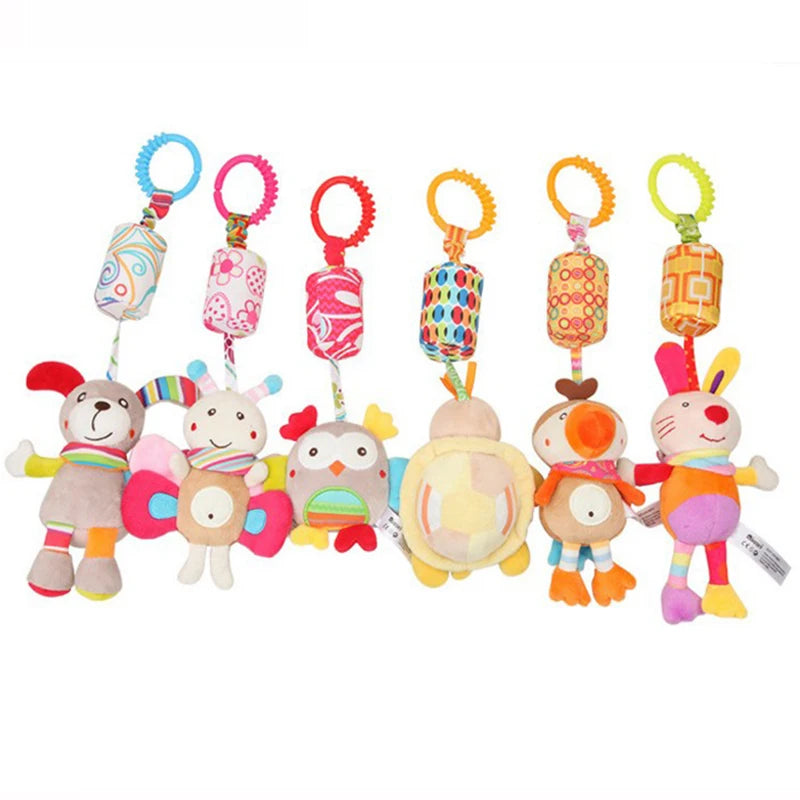 Hanging Sensory Rattle Toy – Plush Animal Teether for Cribs, Strollers & Car Seats