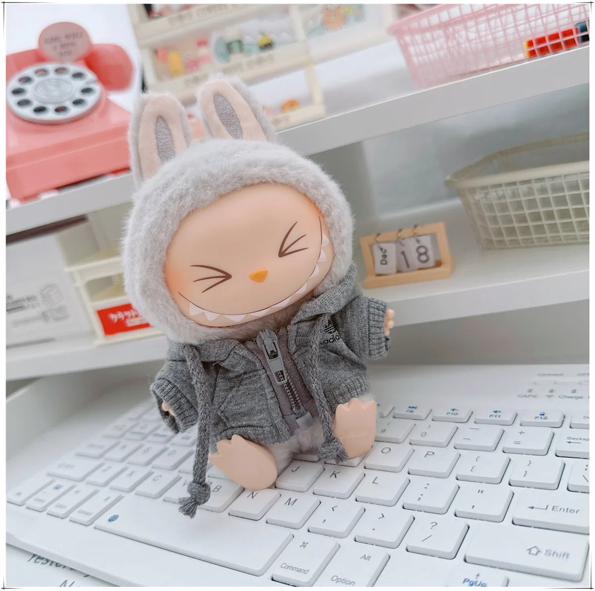 Labubu V1/V2/V3 Doll Clothing Set – Trendy Korean Hoodie & Pants Outfit 15–17cm Dolls