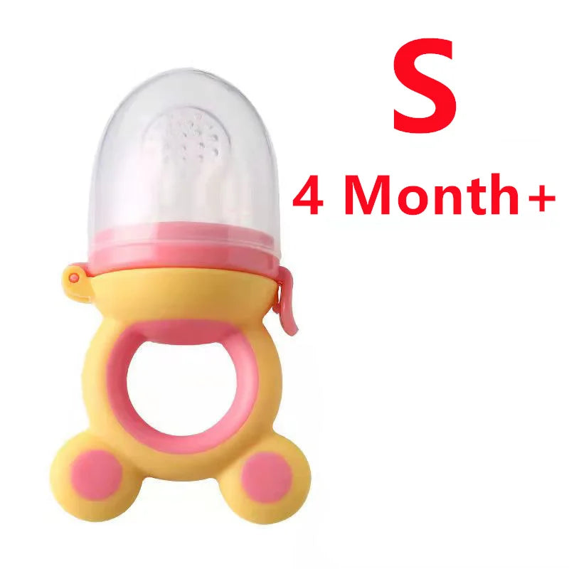 Silicone Baby Teether & Fruit Food Feeder – BPA Free Nibbler Pacifier with Handle Clip
