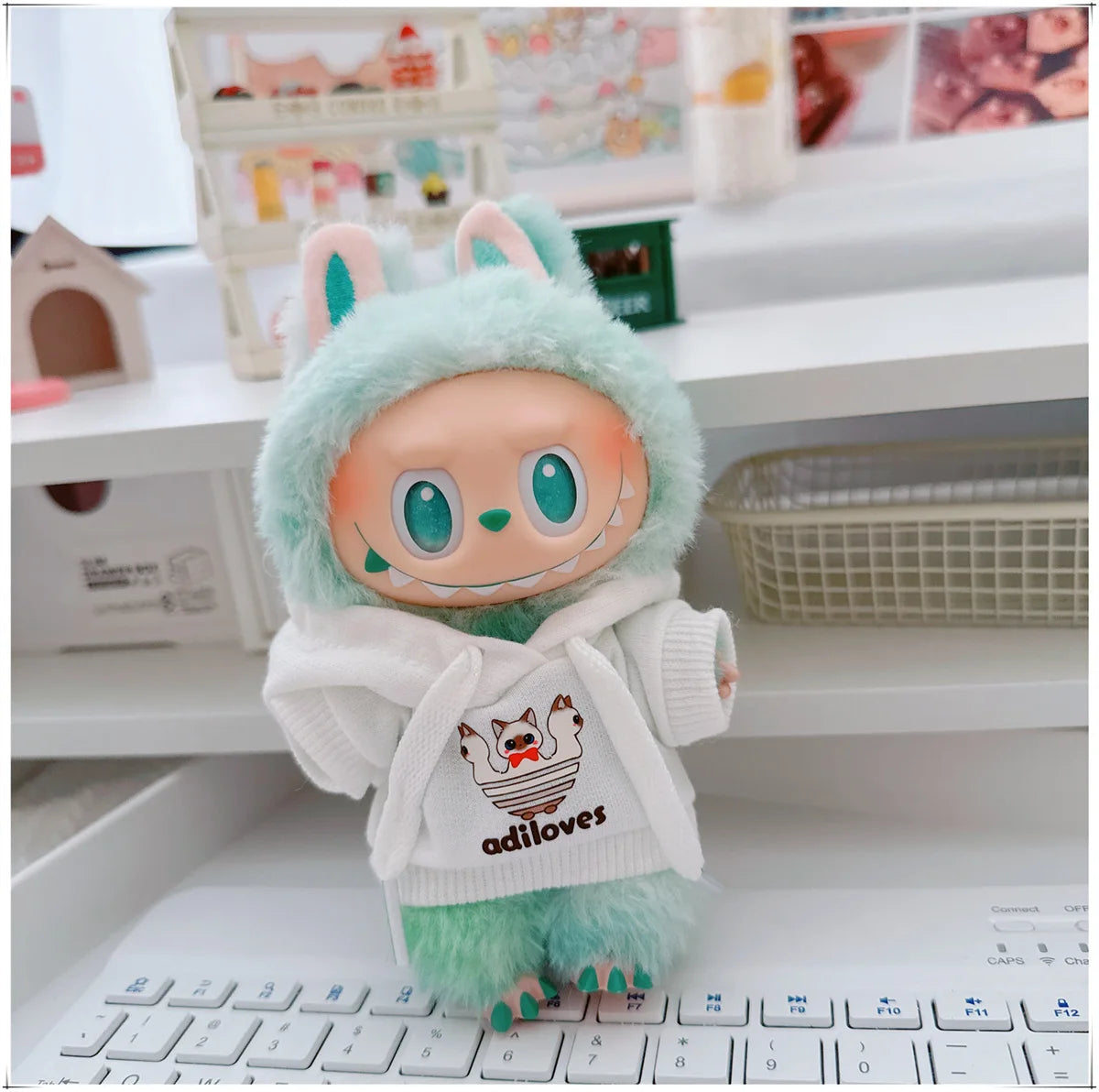 Labubu V1/V2/V3 Doll Clothing Set – Trendy Korean Hoodie & Pants Outfit 15–17cm Dolls