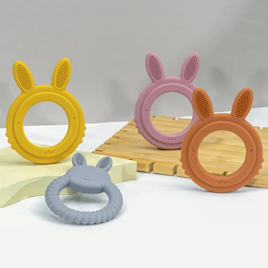 Silicone Rabbit Baby Teether – BPA-Free Cartoon Teething Toy for Infants